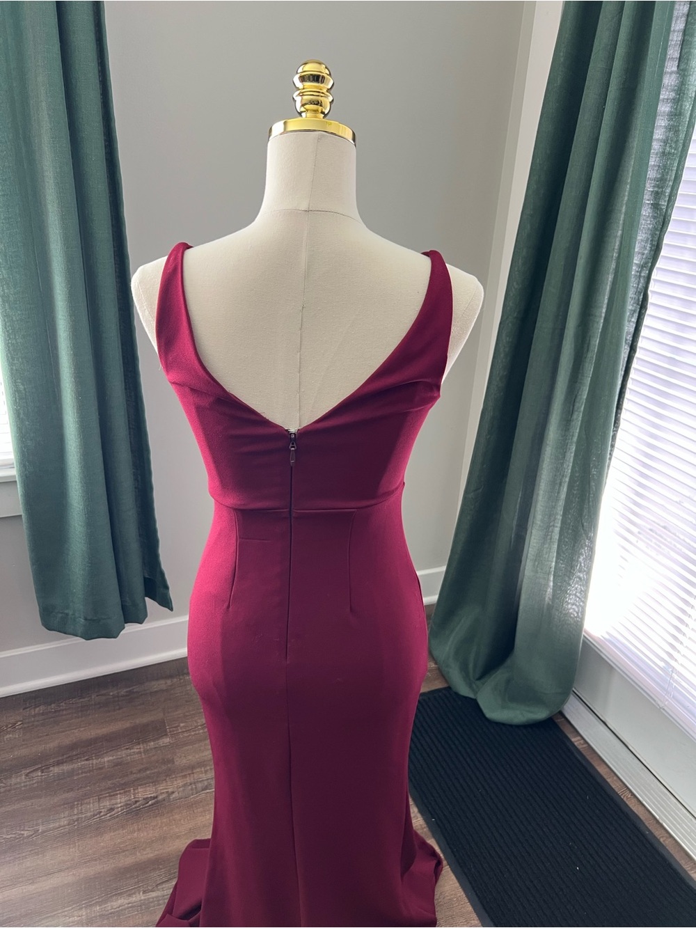 Lulus Melora Wine Red V Neck Mermaid Maxi Dress XS - Picture 6 of 16